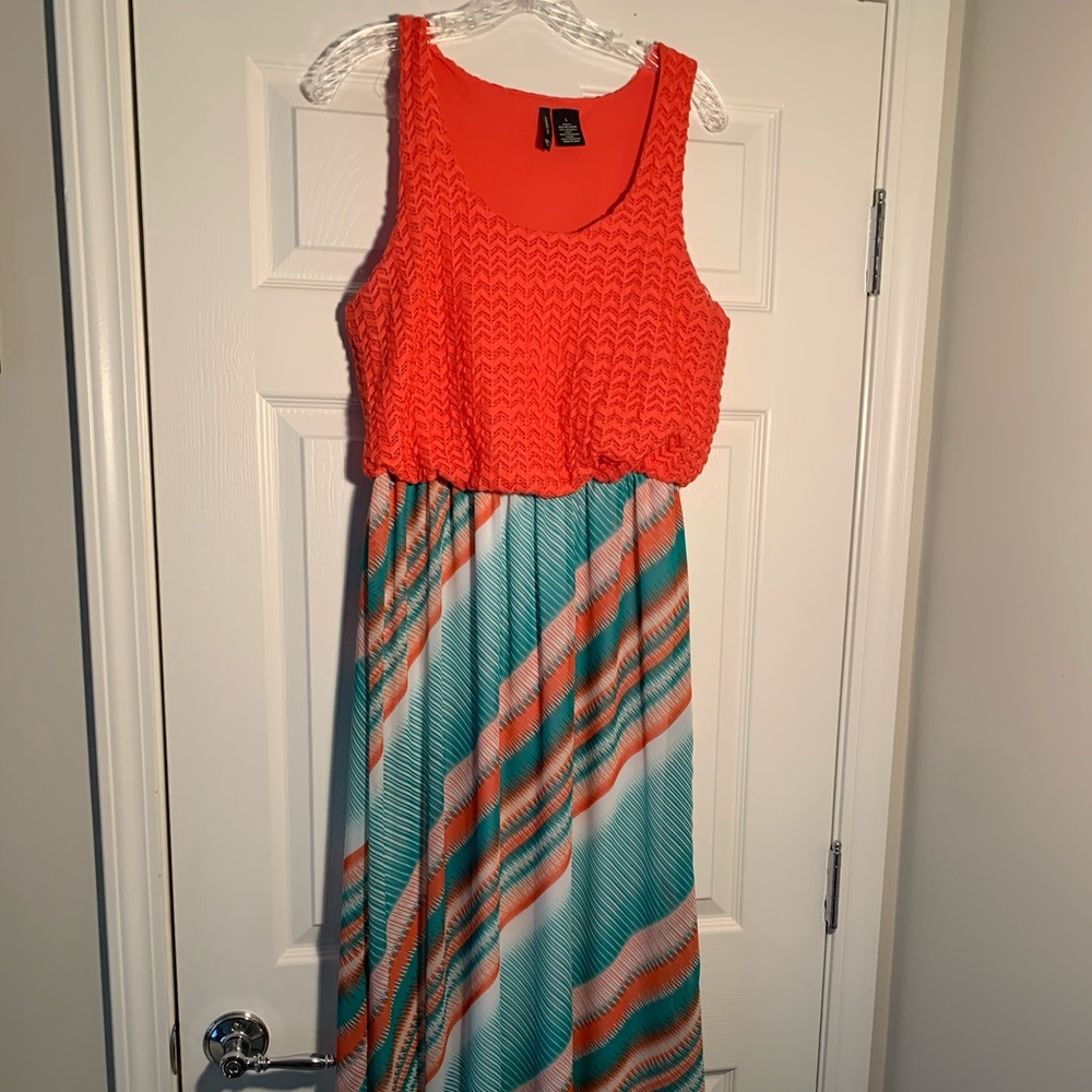 Coral & Turquoise Maxi Dress!